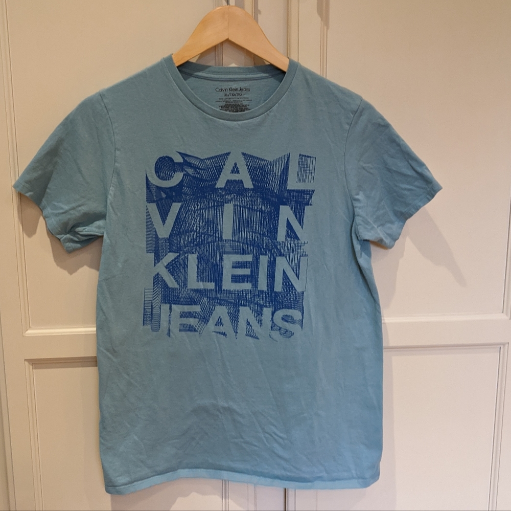 Calvin Klein Short Sleeve T-shirt Blue Kids XL Cotton Crew Neck